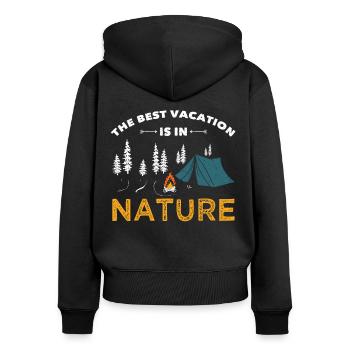 Camping Les meilleures vacances sont dans la nature camper - Sweat à capuche zippé Premium bio Femme - noir - Dos - Julia (174cm)