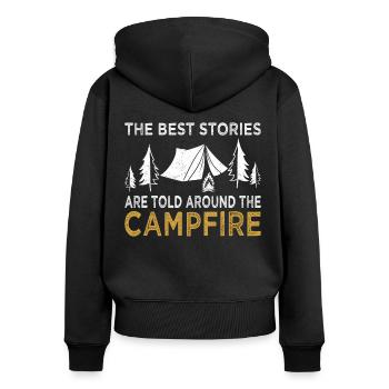 Camping Best Stories Told Around Campfire Camper - Women's Premium Organic Zip Hoodie - black - Back - Julia (174cm)
