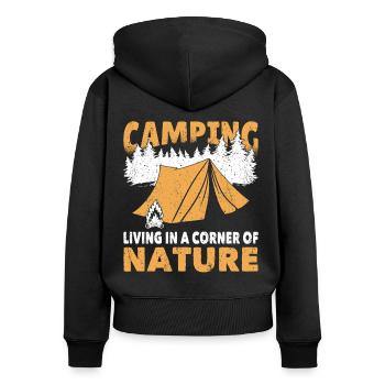 Camping Outdoor Corner Of Nature Camping-car extérieur - Sweat à capuche zippé Premium bio Femme - noir - Dos - Julia (174cm)