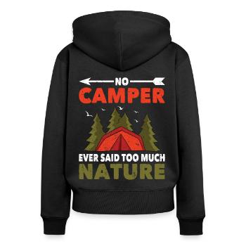 Camping en plein air Pas de camping-car a dit trop de nature - Sweat à capuche zippé Premium bio Femme - noir - Dos - Julia (174cm)