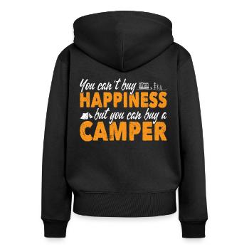 Le camping ne peut pas acheter le bonheur mais peut acheter un camping-car - Sweat à capuche zippé Premium bio Femme - noir - Dos - Julia (174cm)