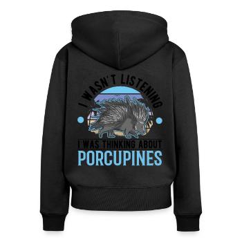 Porc-épic Cadeau Porc-épic - Sweat à capuche zippé Premium bio Femme - noir - Dos - Julia (174cm)