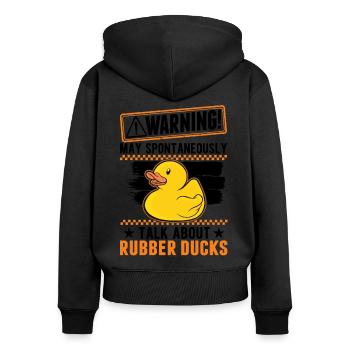 May spontaneously talk about Rubber Ducks - Women's Premium Organic Zip Hoodie - black - Back - Julia (174cm)
