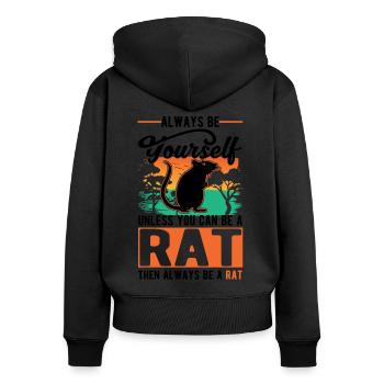 Rat Gift Domestic Rat Rat Owner - Women's Premium Organic Zip Hoodie - black - Back - Julia (174cm)