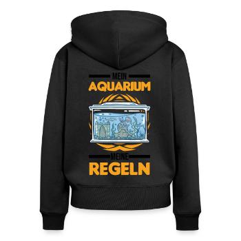 Mein Aquarium Meine Regeln Aquaristik Aquarist - Frauen Premium Bio Zip Hoodie - Schwarz - Hinten - Julia (174cm)