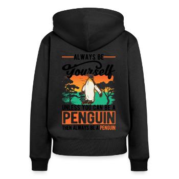 Pingouin Cadeau Pingouin - Sweat à capuche zippé Premium bio Femme - noir - Dos - Julia (174cm)