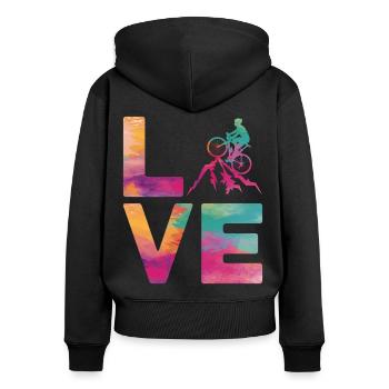Drôle de vélo de route à vélo - Sweat à capuche zippé Premium bio Femme - noir - Dos - Julia (174cm)