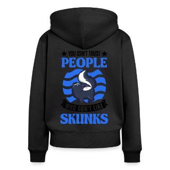 Stinktier Liebhaber - Frauen Premium Bio Zip Hoodie - Schwarz - Hinten - Julia (174cm)