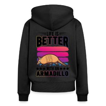 Life is better with an Armadillo Gürteltier - Women's Premium Organic Zip Hoodie - black - Back - Julia (174cm)