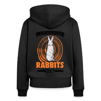 J’aime vraiment Rabbits Rabbit Rabbit - Sweat à capuche zippé Premium bio Femme - noir - Dos - Julia (174cm)