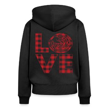 Citations de Love Woods - Sweat à capuche zippé Premium bio Femme - noir - Dos - Julia (174cm)