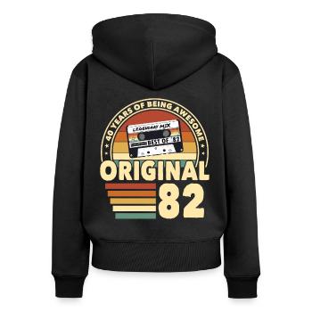 40e anniversaire né en 1982 Original 1982 - Sweat à capuche zippé Premium bio Femme - noir - Dos - Julia (174cm)