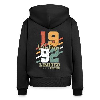 30. Geburtstag Jahrgang 1992 Vintage 1992 - Frauen Premium Bio Zip Hoodie - Schwarz - Hinten - Julia (174cm)