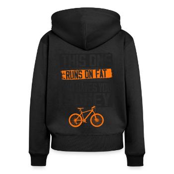 Enduro MTB Mountain Bike Riding - Frauen Premium Bio Zip Hoodie - Schwarz - Hinten - Julia (174cm)