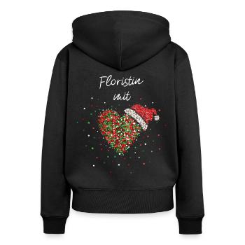 Floristin Mit Herz Floristik Weihnachtsfeier X-Mas - Frauen Premium Bio Zip Hoodie - Schwarz - Hinten - Julia (174cm)
