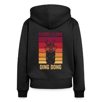 Drôle de Lama - Sweat à capuche zippé Premium bio Femme - noir - Dos - Julia (174cm)