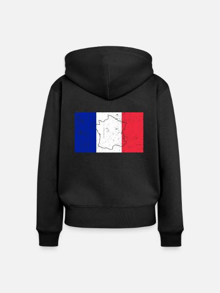 Frankreich Flagge - Frauen Premium Bio Zip Hoodie - Schwarz