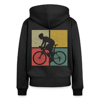 Funny Road Bike Riding Cycling - Frauen Premium Bio Zip Hoodie - Schwarz - Hinten - Julia (174cm)