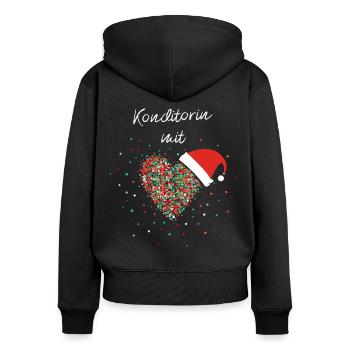 Konditorin mit Herz Backen Weihnachtsgeschenk - Frauen Premium Bio Zip Hoodie - Schwarz - Hinten - Julia (174cm)