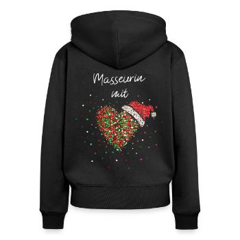 Masseurin mit Herz Weihnachtszeit Weihnachtsfeier - Frauen Premium Bio Zip Hoodie - Schwarz - Hinten - Julia (174cm)