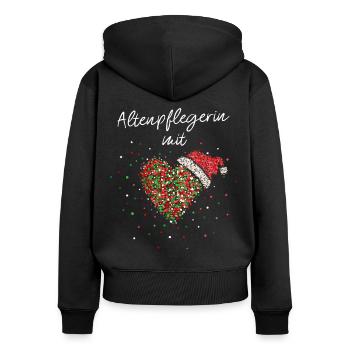 Altenpflegerin mit Herz Wichteln Weihnachtsfeier - Frauen Premium Bio Zip Hoodie - Schwarz - Hinten - Julia (174cm)