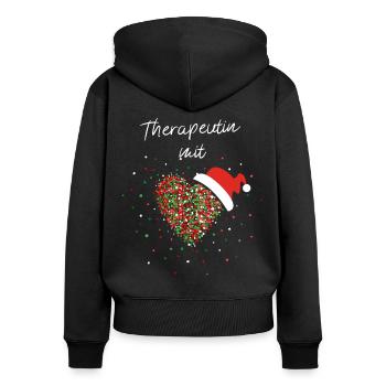 Therapeutin Therapie Weihnachtsgeschenk X-Mas - Frauen Premium Bio Zip Hoodie - Schwarz - Hinten - Julia (174cm)