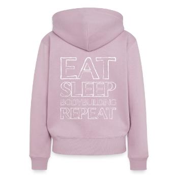 Manger du sommeil Musculation - Sweat à capuche zippé Premium bio Femme - rose poudré - Dos - Julia (174cm)