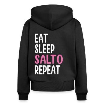 Funny Gymnast idea Eat Sleep Salto Repeat - Women's Premium Organic Zip Hoodie - black - Back - Julia (174cm)