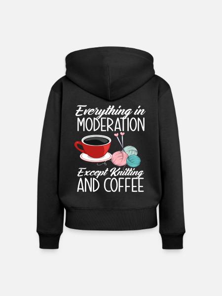 Stricken Kaffee Liebe Hobby - Frauen Premium Bio Zip Hoodie - Schwarz