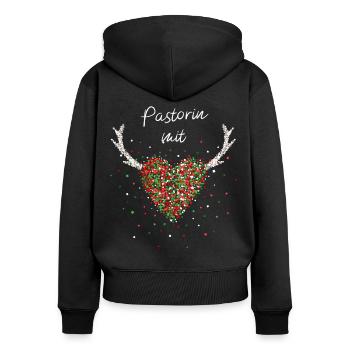 Pastorin mit Herz Weihnachtsfeier Adventszeit - Frauen Premium Bio Zip Hoodie - Schwarz - Hinten - Julia (174cm)