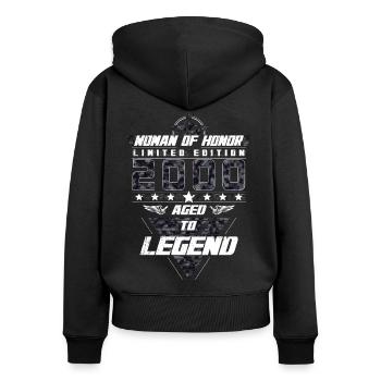 Woman of Honor Birthday 2000 Camouflage Gift - Women's Premium Organic Zip Hoodie - black - Back - Julia (174cm)