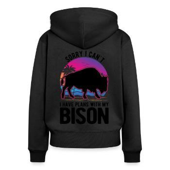 Buffalo Gift Bison Water Buffalo - Women's Premium Organic Zip Hoodie - black - Back - Julia (174cm)
