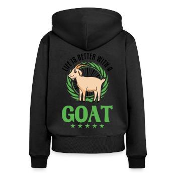 La vie est meilleure avec une chèvre Ziegenwirt Ziege - Sweat à capuche zippé Premium bio Femme - noir - Dos - Julia (174cm)