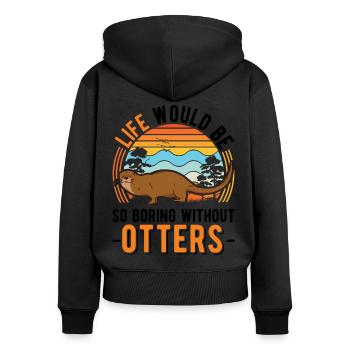 Otter Geschenk Fischotter Seeotter - Frauen Premium Bio Zip Hoodie - Schwarz - Hinten - Julia (174cm)