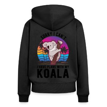 Koala Koala Bear Amoureux - Sweat à capuche zippé Premium bio Femme - noir - Dos - Julia (174cm)