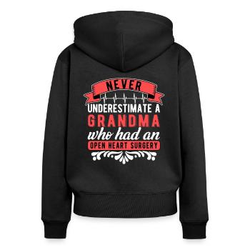 Herzoperation Oma Herztransplantation Genesung - Frauen Premium Bio Zip Hoodie - Schwarz - Hinten - Julia (174cm)