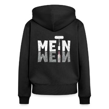 Mein Wein lustiges Weintrinker Geschenk - Frauen Premium Bio Zip Hoodie - Schwarz - Hinten - Julia (174cm)