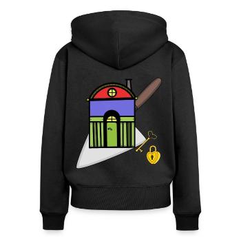 Maçon truelle artisan maison constructeur construction - Sweat à capuche zippé Premium bio Femme - noir - Dos - Julia (174cm)