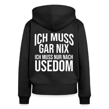 Ostsee Usedom - Frauen Premium Bio Zip Hoodie - Schwarz - Hinten - Julia (174cm)