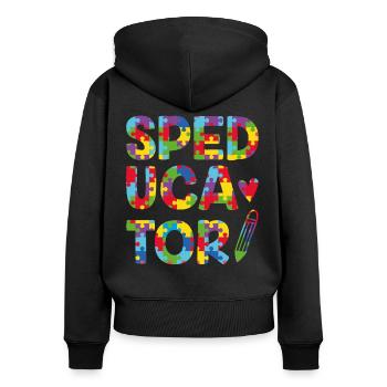Speducator Enseignant en éducation spécialisée En éducation spécialisée - Sweat à capuche zippé Premium bio Femme - noir - Dos - Julia (174cm)