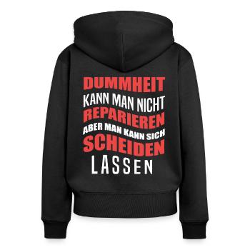 Scheidung - Frauen Premium Bio Zip Hoodie - Schwarz - Hinten - Julia (174cm)