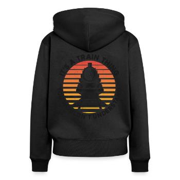 Steam Train Driver Trainspotting - Frauen Premium Bio Zip Hoodie - Schwarz - Hinten - Julia (174cm)