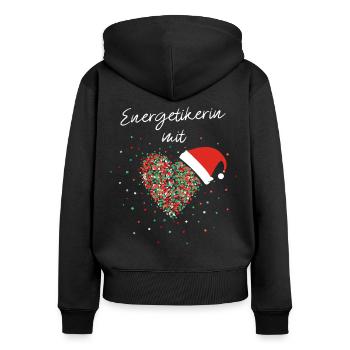Energetikerin mit Herz Chakra Weihnachtsoutfit - Frauen Premium Bio Zip Hoodie - Schwarz - Hinten - Julia (174cm)