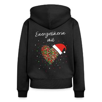Energetikerin mit Herz Chakra Nikolausmütze - Frauen Premium Bio Zip Hoodie - Schwarz - Hinten - Julia (174cm)