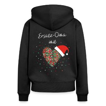 Ersatzoma Oma Omi Grossmutter Weihnachtsoutfit - Frauen Premium Bio Zip Hoodie - Schwarz - Hinten - Julia (174cm)