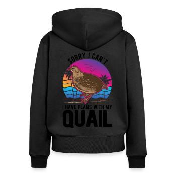 Quail Gift Quail Breeding Quail Breeder - Women's Premium Organic Zip Hoodie - black - Back - Julia (174cm)