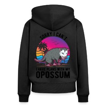 Opossum Geschenk Possum Beutelratte - Frauen Premium Bio Zip Hoodie - Schwarz - Hinten - Julia (174cm)