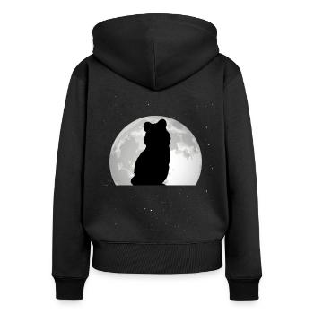 Quokka Mond Kurzschwanzkänguru - Frauen Premium Bio Zip Hoodie - Schwarz - Hinten - Julia (174cm)