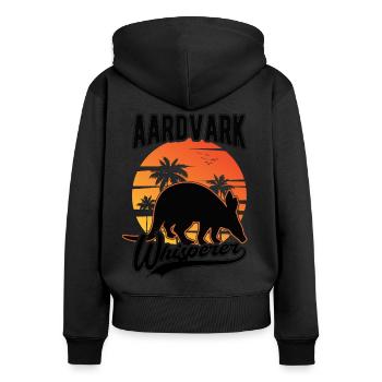 Erdferkel Flüsterer Aardvark Whisperer - Frauen Premium Bio Zip Hoodie - Schwarz - Hinten - Julia (174cm)