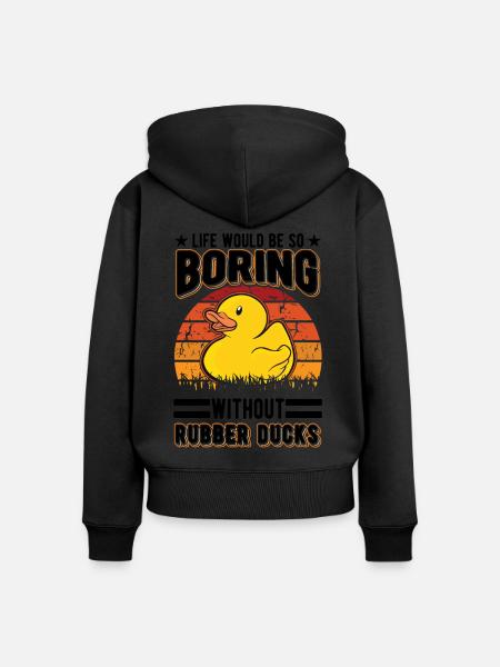 Canard en caoutchouc Cadeau Canard Grinçant Canard Bain Canard - Sweat à capuche zippé Premium bio Femme - noir